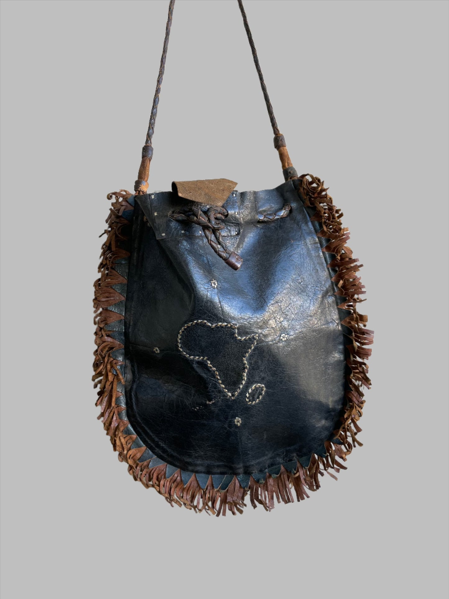 Handcrafted Bags - African Plural Art - Bags- African Art - Handbags - Wallets - Cases - Tuareg Crafted Leather Handbag, Africa Map, Shoulder Bag, Vintage Style