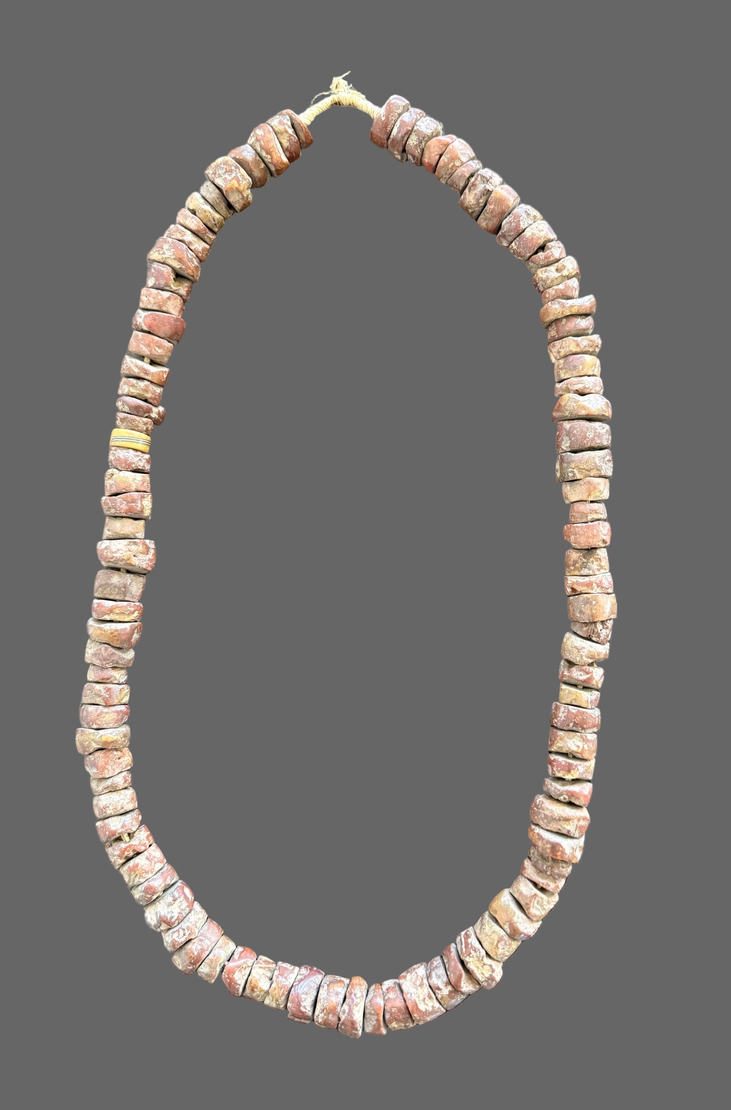 Clay Trade Beads Necklace, Long Strand Beaded African Jewelry