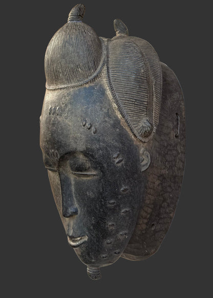 Authentic Baule Mask, Hand Carved Wooden African Mask, Wall Decor Collection