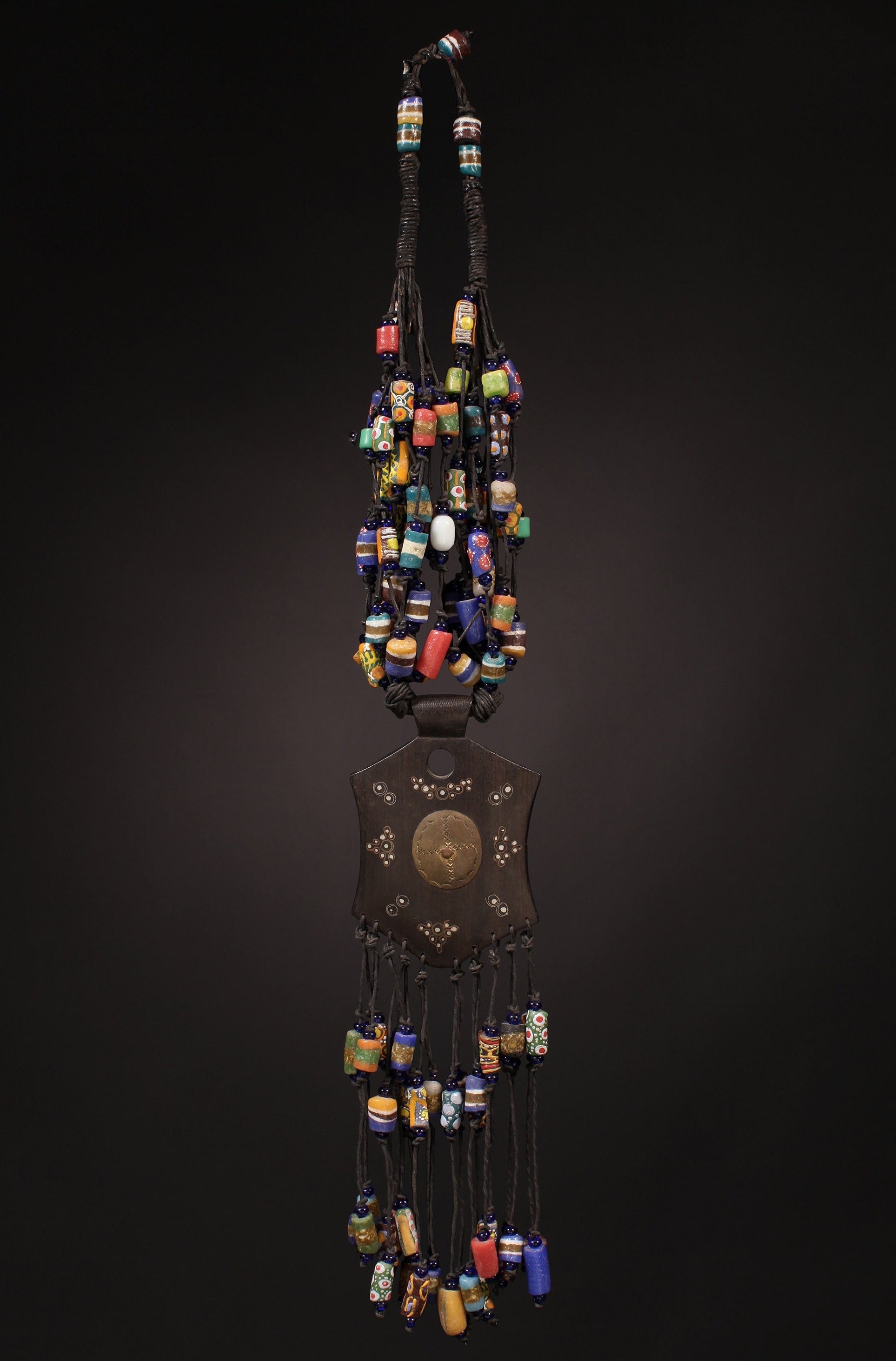 Tribal Necklaces - African Plural Art - African Art - Necklaces - Jewelry - African Tribal Trade Beads, Wood Pendant Necklace
