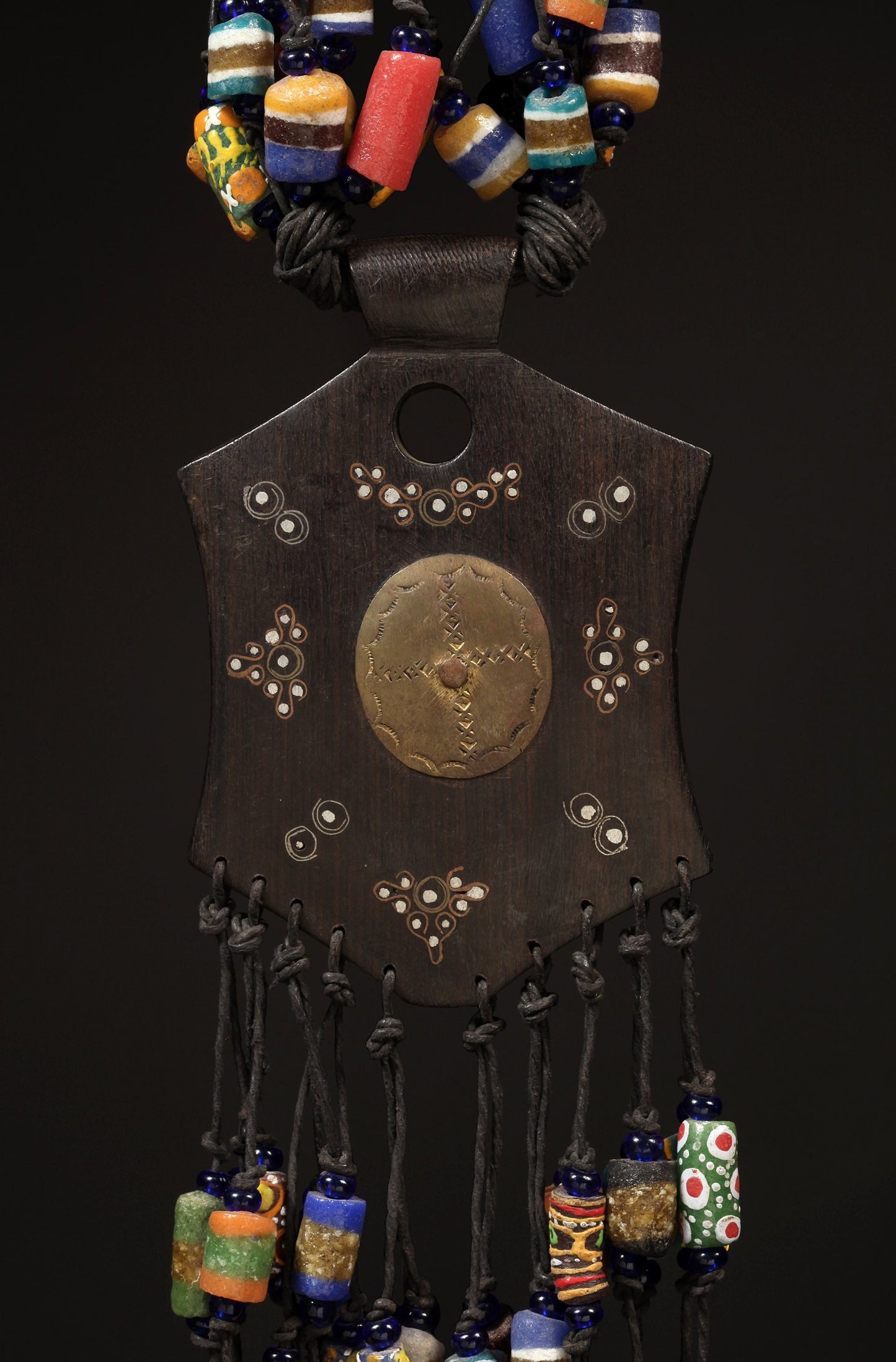 Tribal Necklaces - African Plural Art - African Art - Necklaces - Jewelry - African Tribal Trade Beads, Wood Pendant Necklace