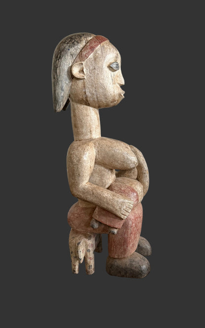 Yoruba Maternity Figure, Wooden Tribal African Sculpture