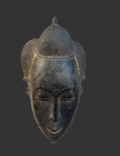 Authentic Baule Mask, Hand Carved Wooden African Mask, Wall Decor Collection