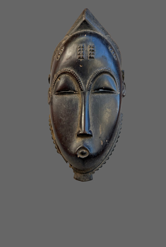 Black mask on a wooden surface