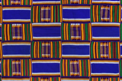 Tribal Textiles; Traditional; Collection; Other African; Extra Large, Authentic Ghana Kente, African Hand Dyed Rayon, Woven Cotton, Traditional Ashanti Men Wrap Cloth