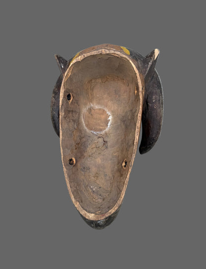 Authentic, Wood Carved Traditional Baule Ram Mask, African Wall Decor Collection