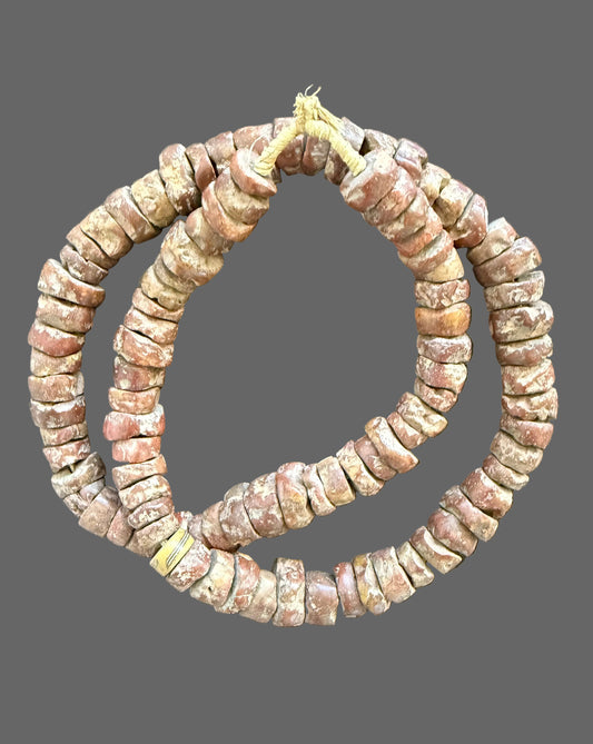 Clay Trade Beads Necklace, Long Strand Beaded African Jewelry