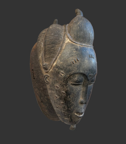 Authentic Baule Mask, Hand Carved Wooden African Mask, Wall Decor Collection