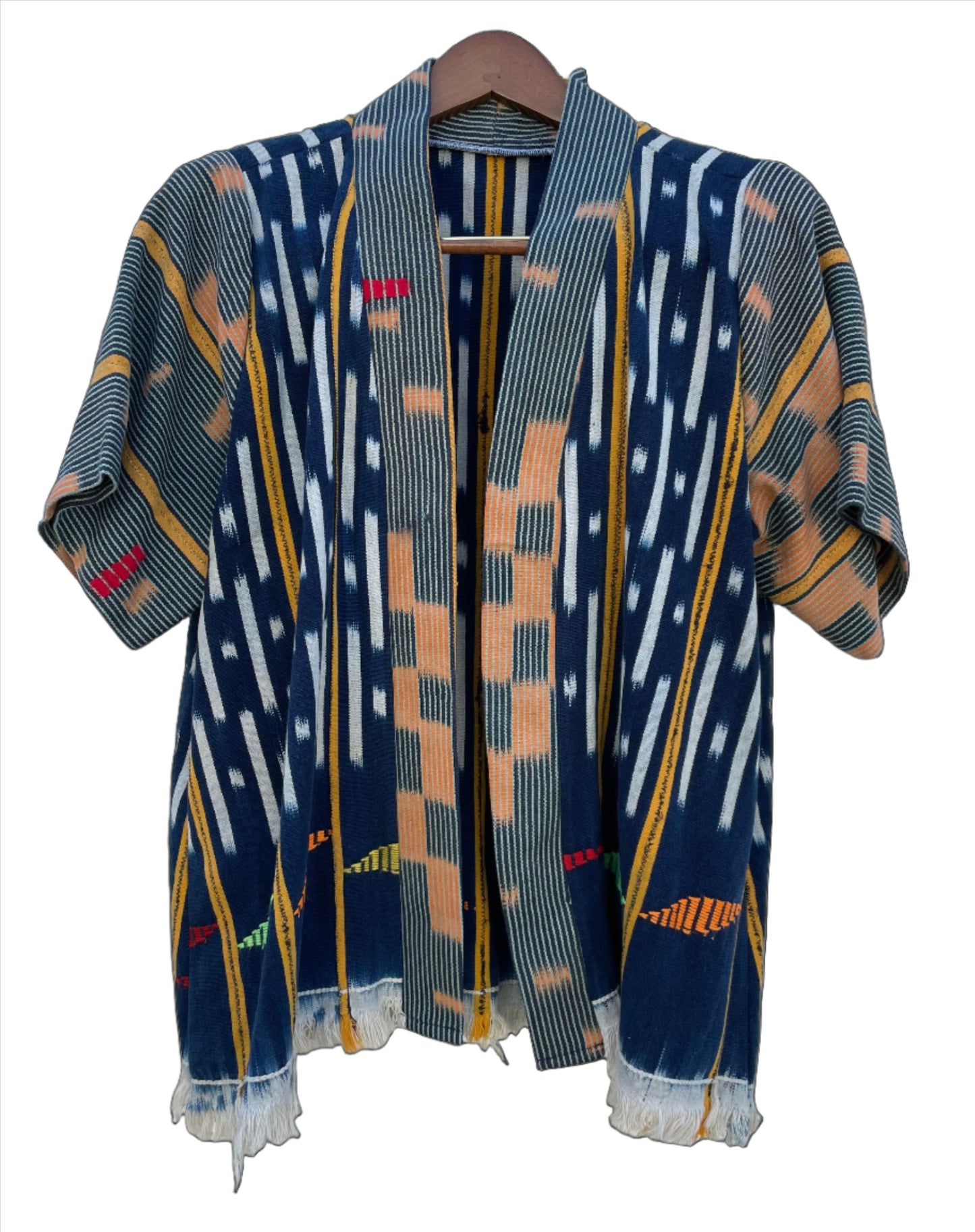 Handcrafted Art ; Mudcloth Clothing; Other African; Baule Textile Indigo Hand Dyed Poncho, Woven Cotton Mudcloth Clothing, African Indigo Vintage Textiles Poncho