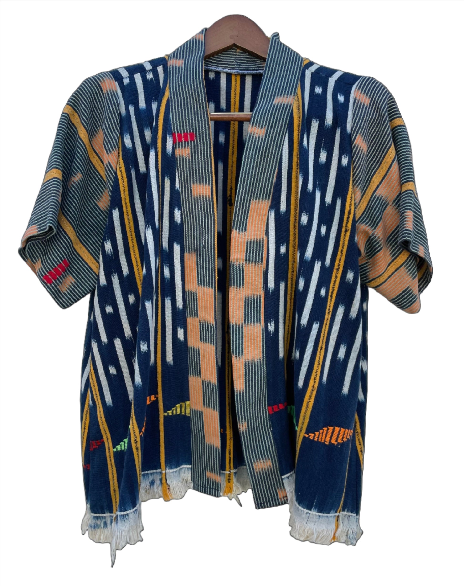 Handcrafted Art ; Mudcloth Clothing; Other African; Baule Textile Indigo Hand Dyed Poncho, Woven Cotton Mudcloth Clothing, African Indigo Vintage Textiles Poncho