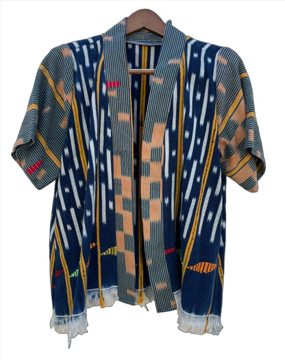 Handcrafted Art ; Mudcloth Clothing; Other African; Baule Textile Indigo Hand Dyed Poncho, Woven Cotton Mudcloth Clothing, African Indigo Vintage Textiles Poncho