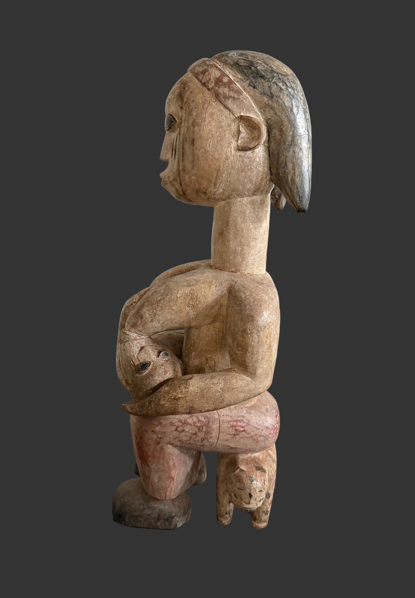 Yoruba Maternity Figure, Wooden Tribal African Sculpture