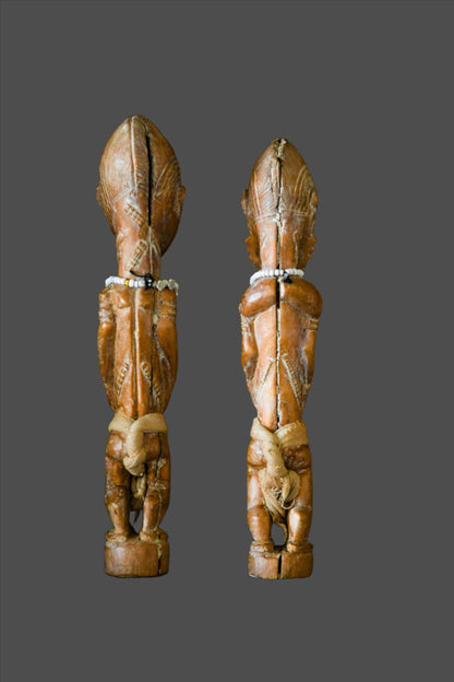 Tribal Art Sculpture; Original sculpture, Wood material; Used;Traditional; Folk Art; Other African ; Collectors' Pieces and Pieces; Artwork Decor; Pair of Baule Sculptures, Carved Wooden, African Statues Figures