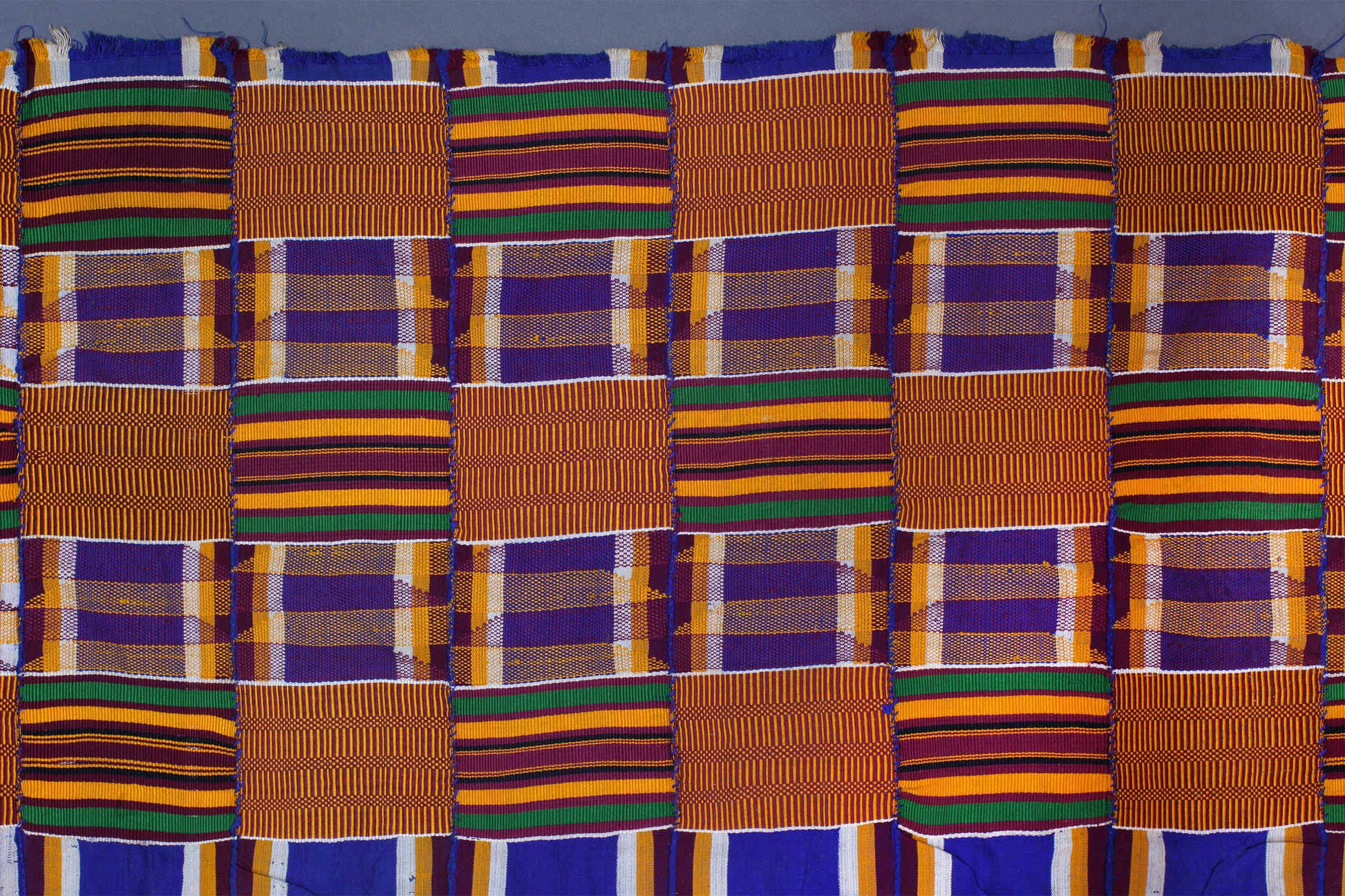 Tribal Textiles; Traditional; Collection; Other African; Extra Large, Authentic Ghana Kente, African Hand Dyed Rayon, Woven Cotton, Traditional Ashanti Men Wrap Cloth