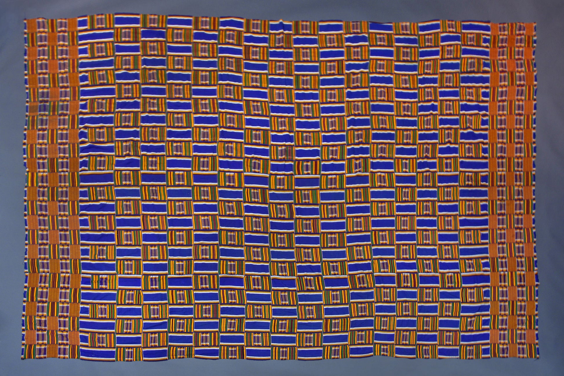 Tribal Textiles; Traditional; Collection; Other African; Extra Large, Authentic Ghana Kente, African Hand Dyed Rayon, Woven Cotton, Traditional Ashanti Men Wrap Cloth