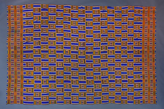 Tribal Textiles; Traditional; Collection; Other African; Extra Large, Authentic Ghana Kente, African Hand Dyed Rayon, Woven Cotton, Traditional Ashanti Men Wrap Cloth