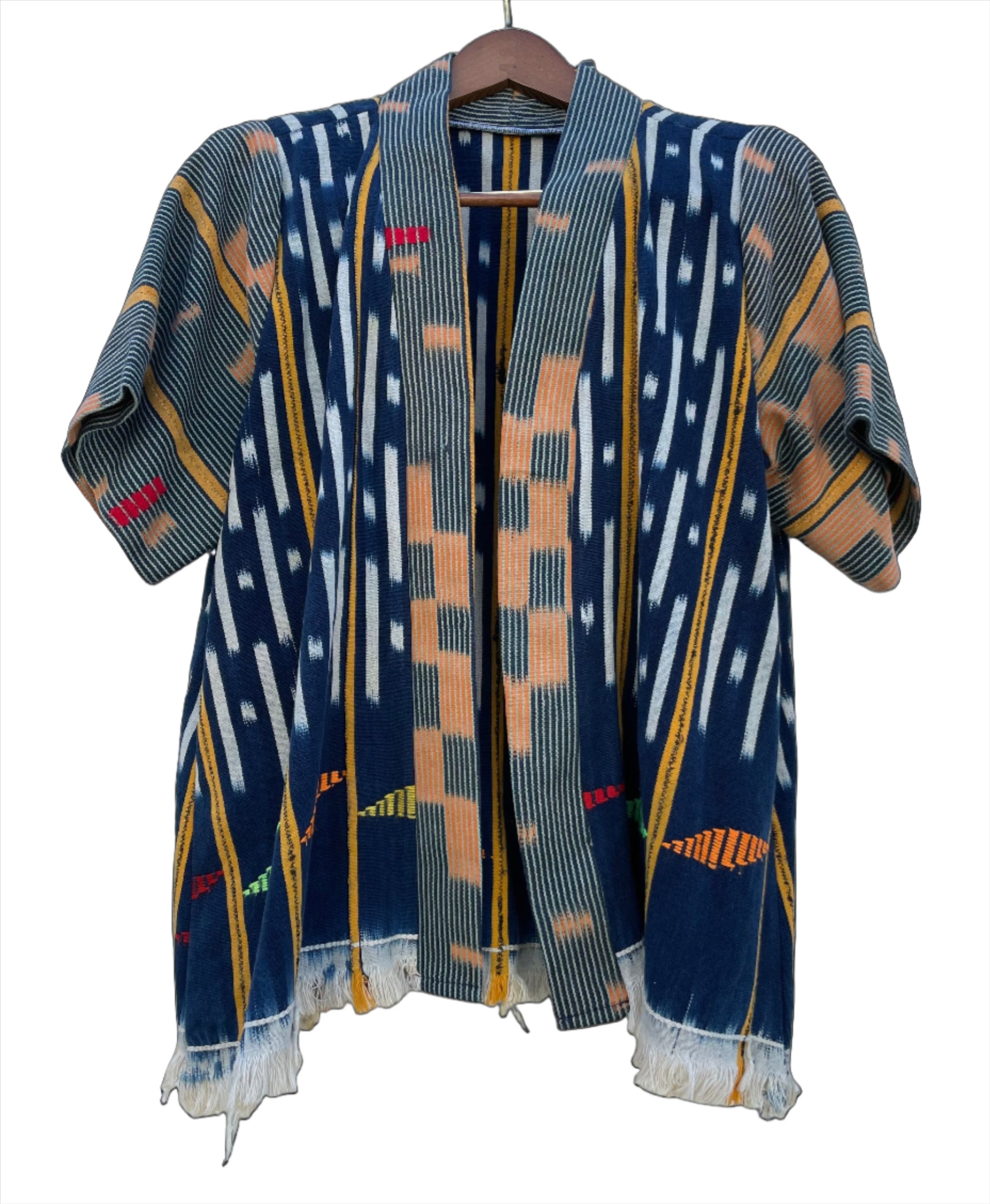 Handcrafted Art ; Mudcloth Clothing; Other African; Baule Textile Indigo Hand Dyed Poncho, Woven Cotton Mudcloth Clothing, African Indigo Vintage Textiles Poncho