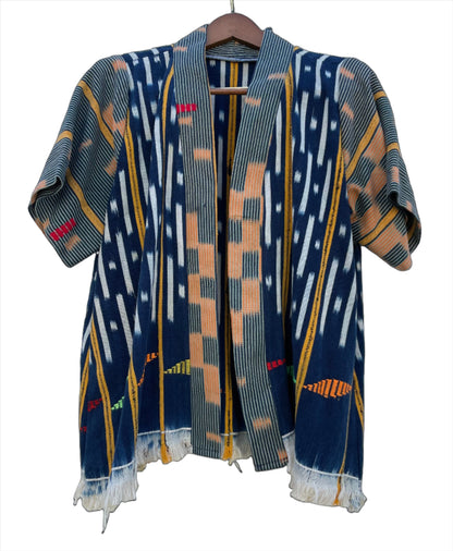 Handcrafted Art ; Mudcloth Clothing; Other African; Baule Textile Indigo Hand Dyed Poncho, Woven Cotton Mudcloth Clothing, African Indigo Vintage Textiles Poncho