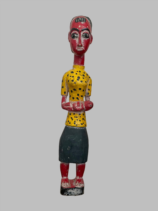 Handcrafted Sculptures and Statues;Collection; Other African; Hand Painted, Vintage African Baule Maternity Statue, Crafted Art, Carved Wood
