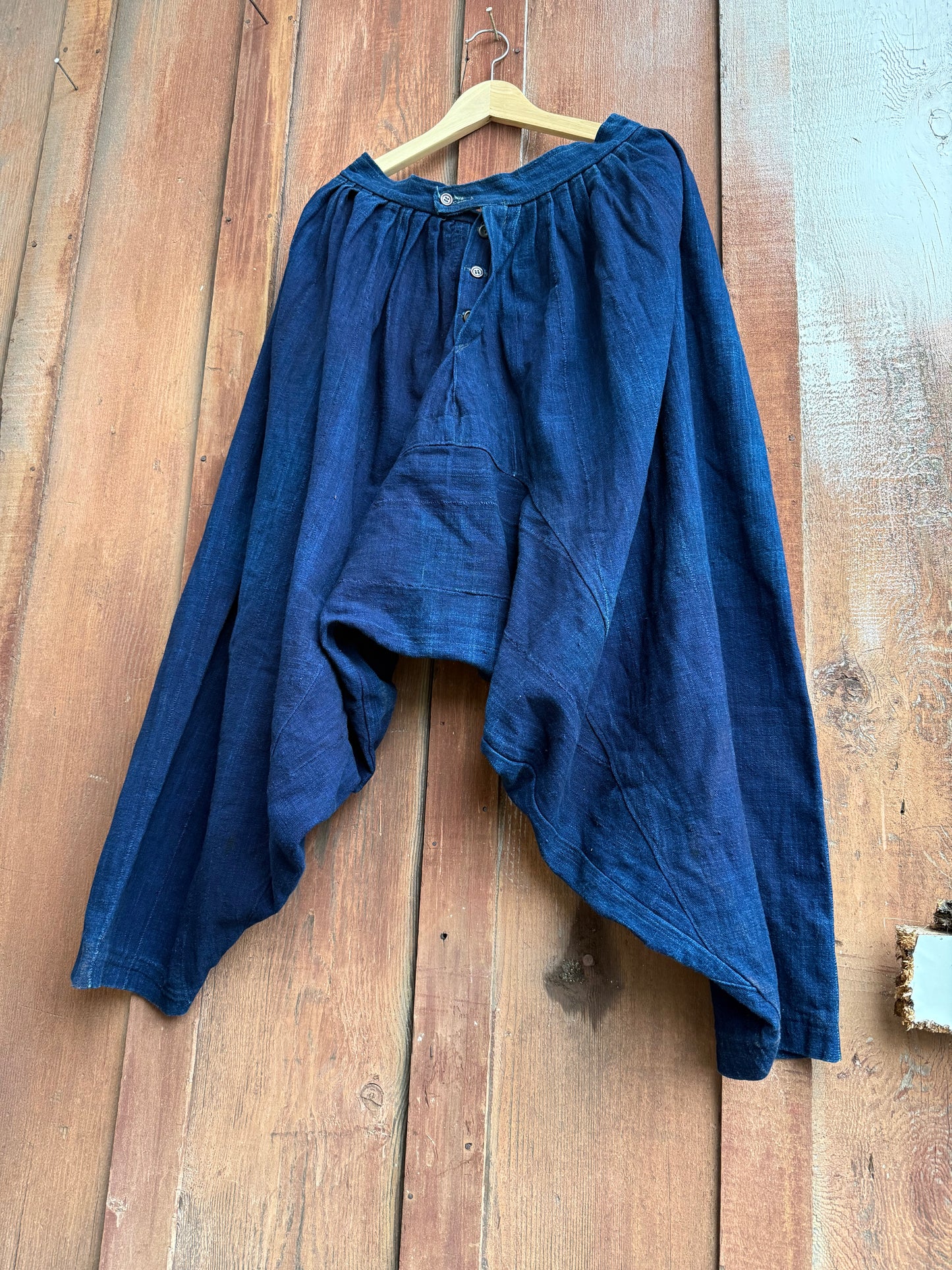 Handmade African Indigo Blue Mudcloth Harem Pants- Vintage Textile