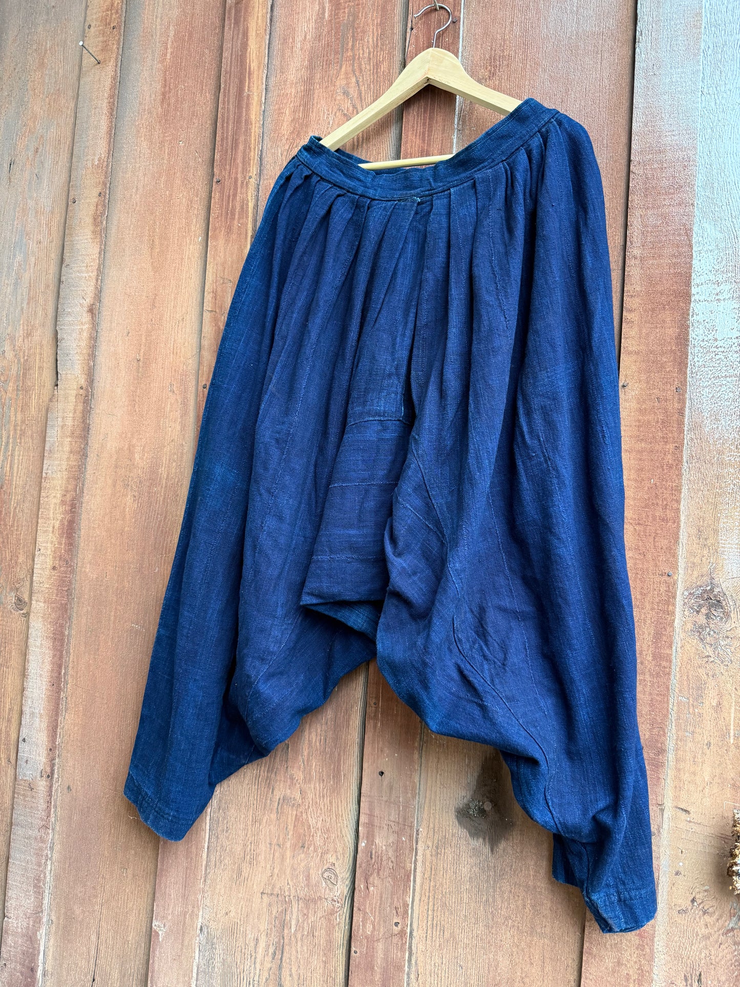 Handmade African Indigo Blue Mudcloth Harem Pants- Vintage Textile