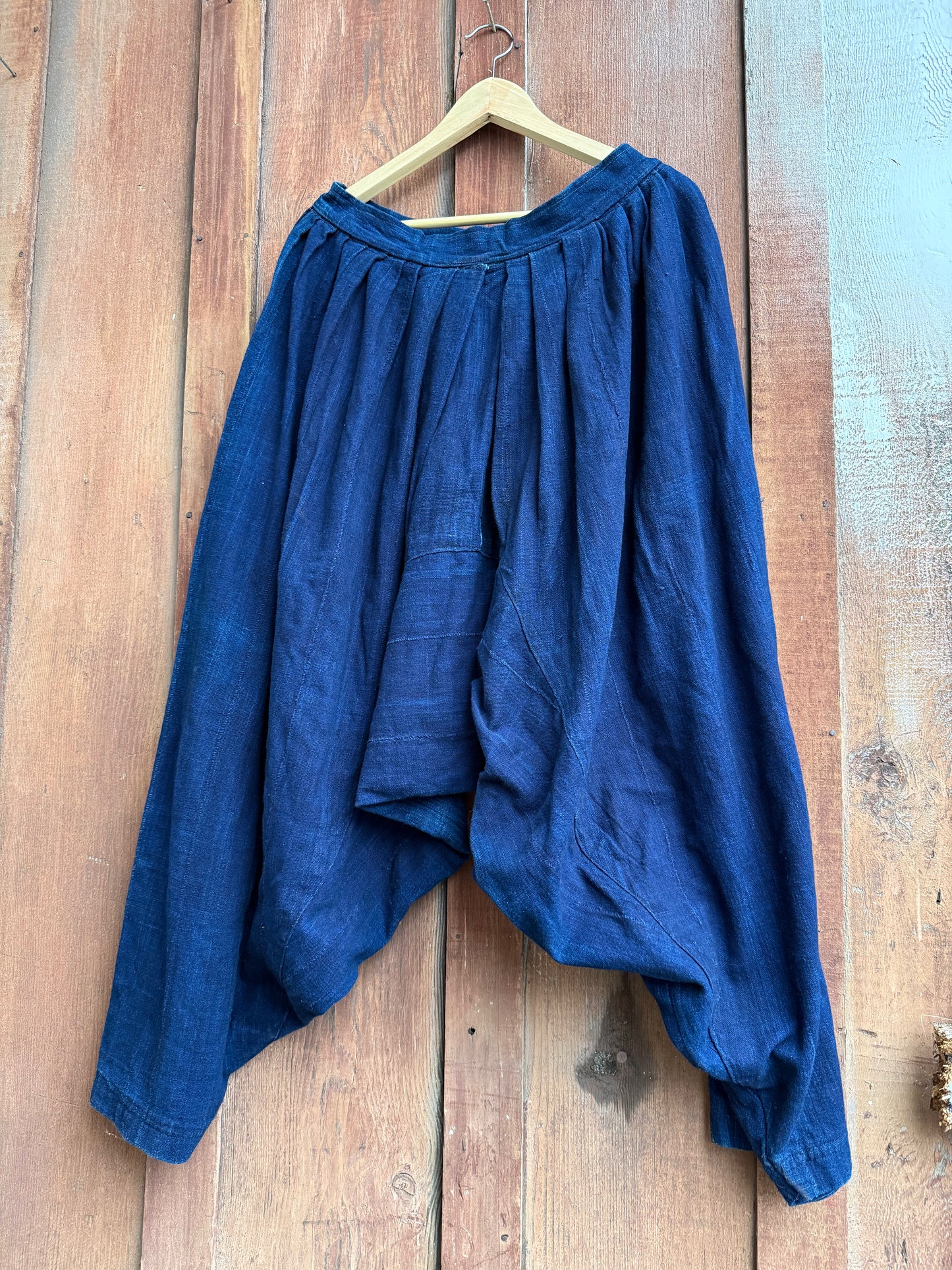 Handmade African Indigo Blue Mudcloth Harem Pants- Vintage Textile