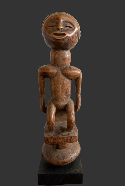 Kongo Seated African Figure, Tribal Art Sculpture