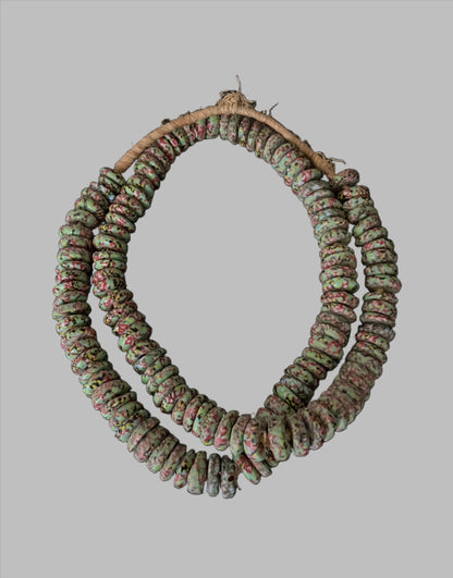 Tribal Art Trade Beads; Beads in Embellishments and Trims; Other African ; Collectors' ; Rare, Collectible Faceted Green Pink, African Glass Trade Beads