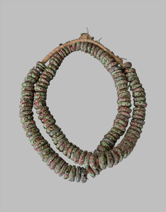 Tribal Art Trade Beads; Beads in Embellishments and Trims; Other African ; Collectors' ; Rare, Collectible Faceted Green Pink, African Glass Trade Beads