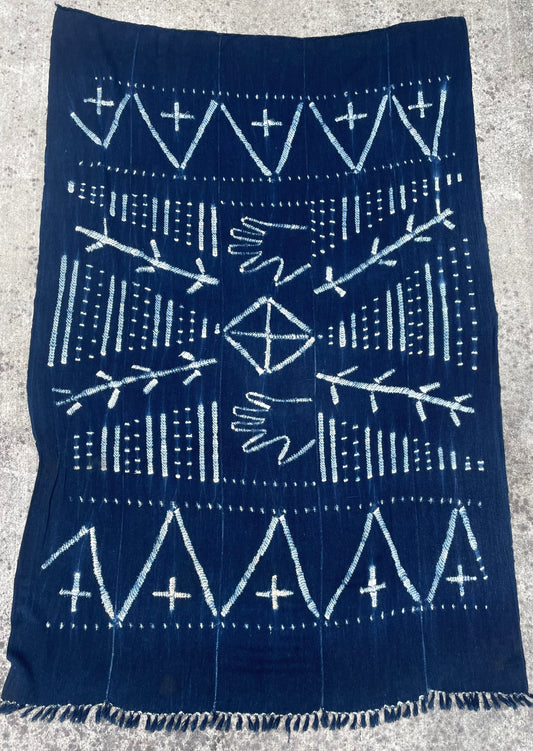 Handcrafted textiles; Vintage Indigo Cotton Fabric, Hand Dyed African Indigo, Decorative Textile Tie Dye
