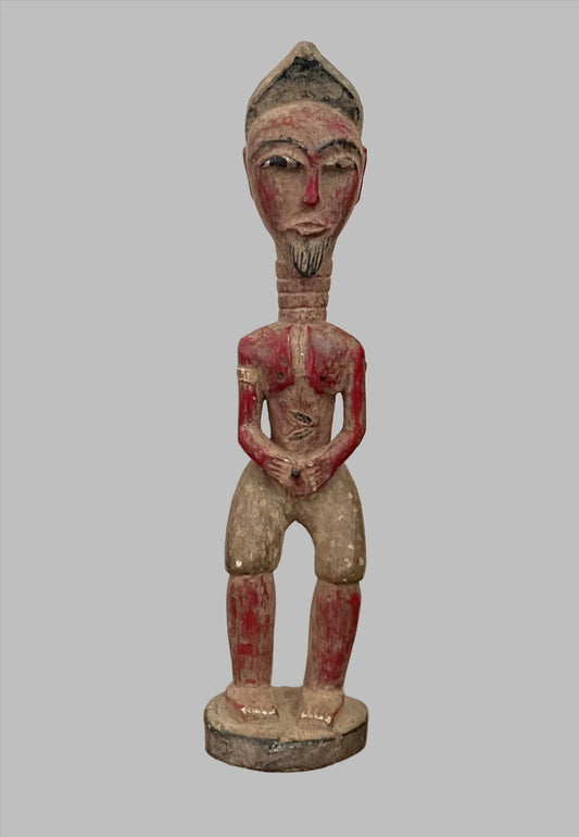 Handcrafted Sculptures and Statues;Collection; Other African;Wooden Carved Painted, Baule Male Statue, Decorative Sculpture, Vintage African