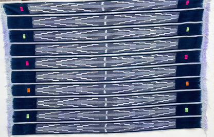 Handcrafted textiles; Woven Cotton Fabric, African Indigo Cloth Hand Dyed, Home Decor Textile, African Baule Ikat Pattern