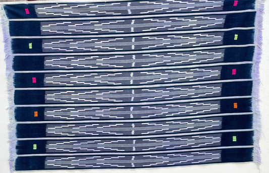 Handcrafted textiles; Woven Cotton Fabric, African Indigo Cloth Hand Dyed, Home Decor Textile, African Baule Ikat Pattern