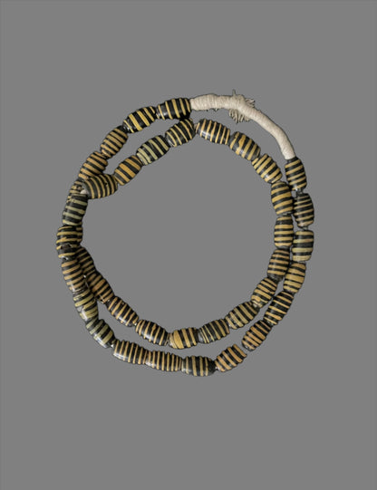 Tribal Art Trade Beads; Beads in Embellishments and Trims; Other African ; Collectors' ; Yellow Black Striped Old Beads,Venetian African Trade Beads