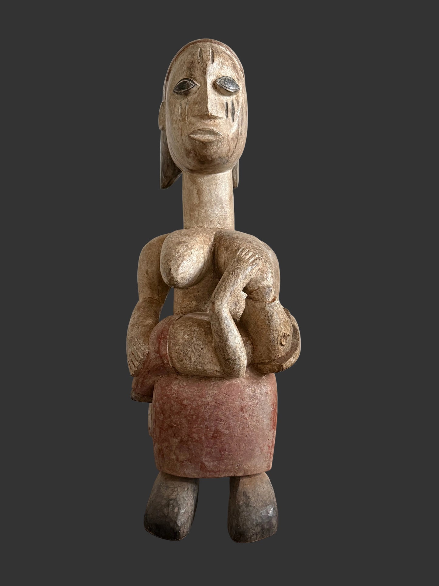 Yoruba Maternity Figure, Wooden Tribal African Sculpture