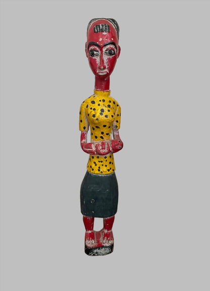 Handcrafted Sculptures and Statues;Collection; Other African; Hand Painted, Vintage African Baule Maternity Statue, Crafted Art, Carved Wood