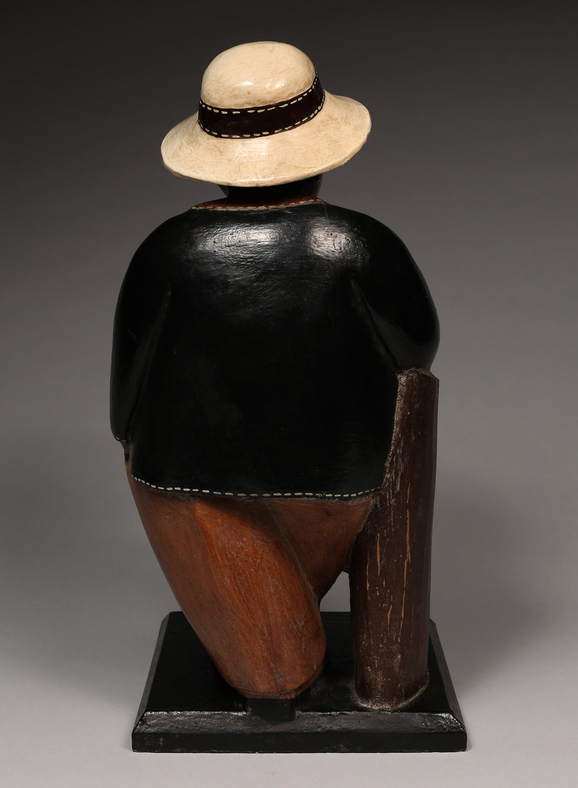 Handcrafted Sculptures and Statues;Collection; Other African; Gentleman Sculpture, Carved Painted Wood, African Decor