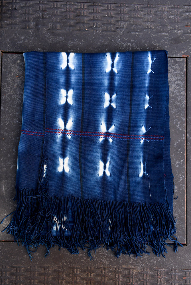 Handcrafted Art Textiles; Textiles In Art and Other African; Vintage; Tie Dyed Indigo Textile Scarf Shawl, Vintage African Mudcloth Cotton Fabric