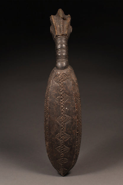 Tribal Objects; Original sculptures and statuary, in any material;Of an age exceeding 100 years ; Ceremonial Ladle Spoon, Dan Tribe, Carved Wood Sculpture Figure, African Art Artifact