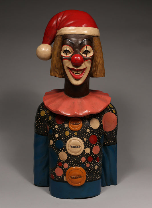 Clown Santa Sculpture  Clown Sculptures  African Artwork  Wooden Sculptures  Home Decor  Handcrafted Art - Sculptures  African Sculptures Statues  African Art