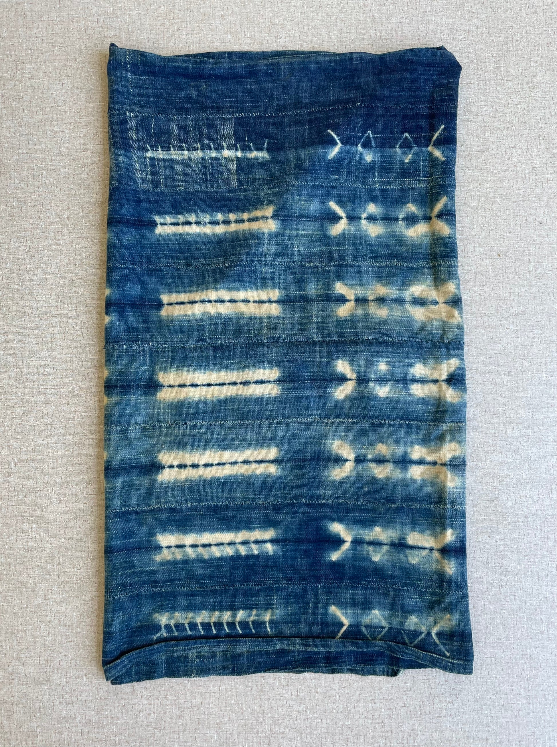 Handcrafted African Art - Scarves Shawls - Tie Dyed  Indigo - Faded Blue - Vintage - Textiles Fabric