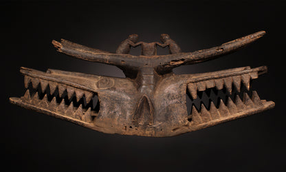 Tribal Masks; Traditional; Collection; Other African; Masks in costumes; African Senufo Janus Firespitter Helmet Mask, Crafted Wood