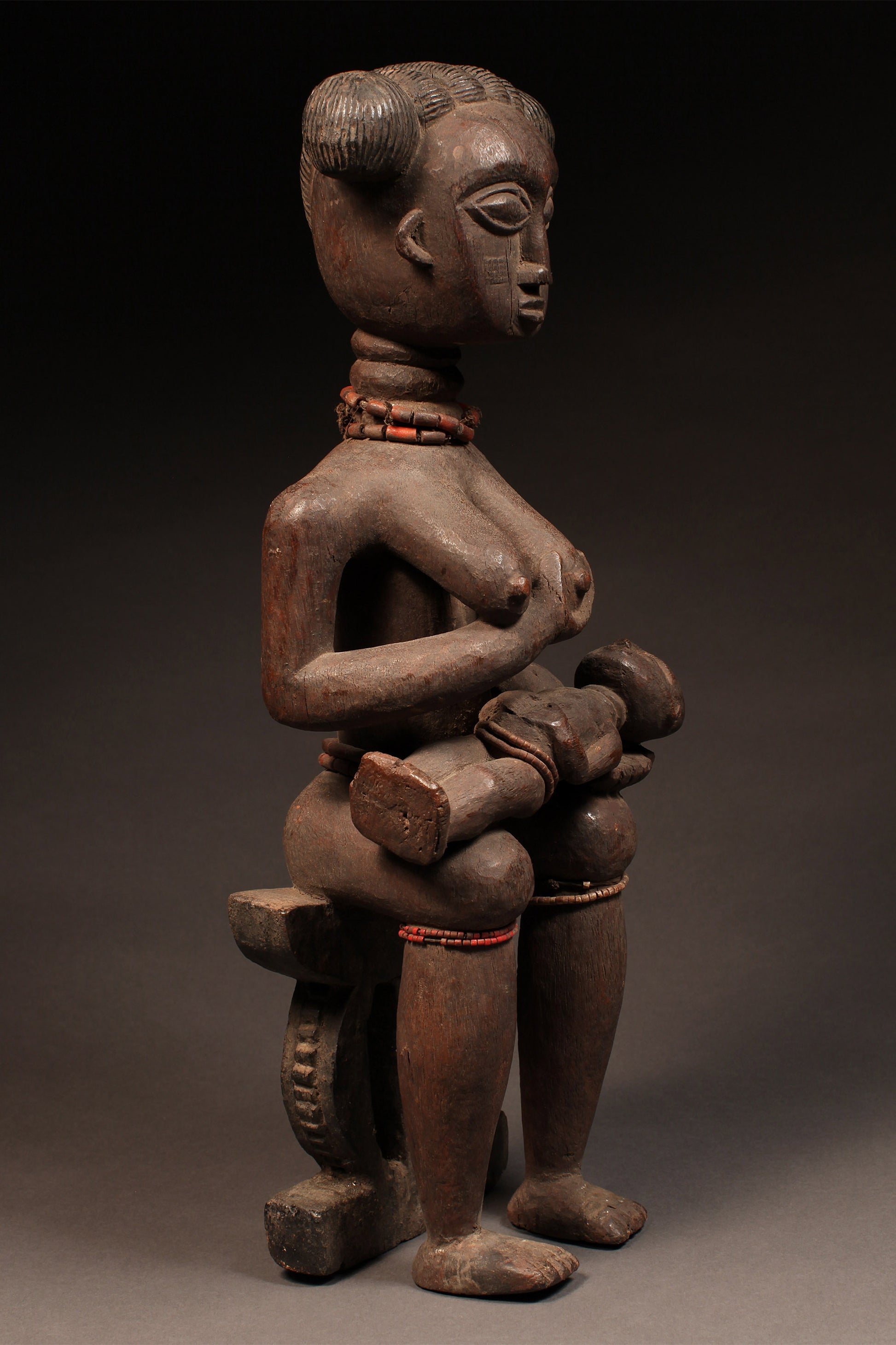 Tribal Art Sculpture; Original sculpture, Wood material; Used;Traditional; Folk Art; Other African ; Collectors' Pieces and  Pieces; Artwork Decor; Ashanti, Asante,  Maternity Figure, Carved Wood, Ghana, African