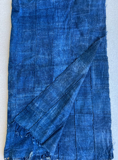 Handcrafted Art Textiles; Woven Fabrics; Other African; Indigo Based; Cotton; Traditional; Intricate Patterns; Home Decor; Indigo Solid Blue Textile Fabric, Woven Cotton, Vintage Blue Textile, West African