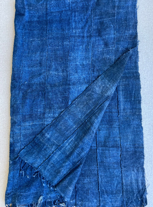 Handcrafted Art Textiles; Woven Fabrics; Other African; Indigo Based; Cotton; Traditional; Intricate Patterns; Home Decor; Indigo Solid Blue Textile Fabric, Woven Cotton, Vintage Blue Textile, West African