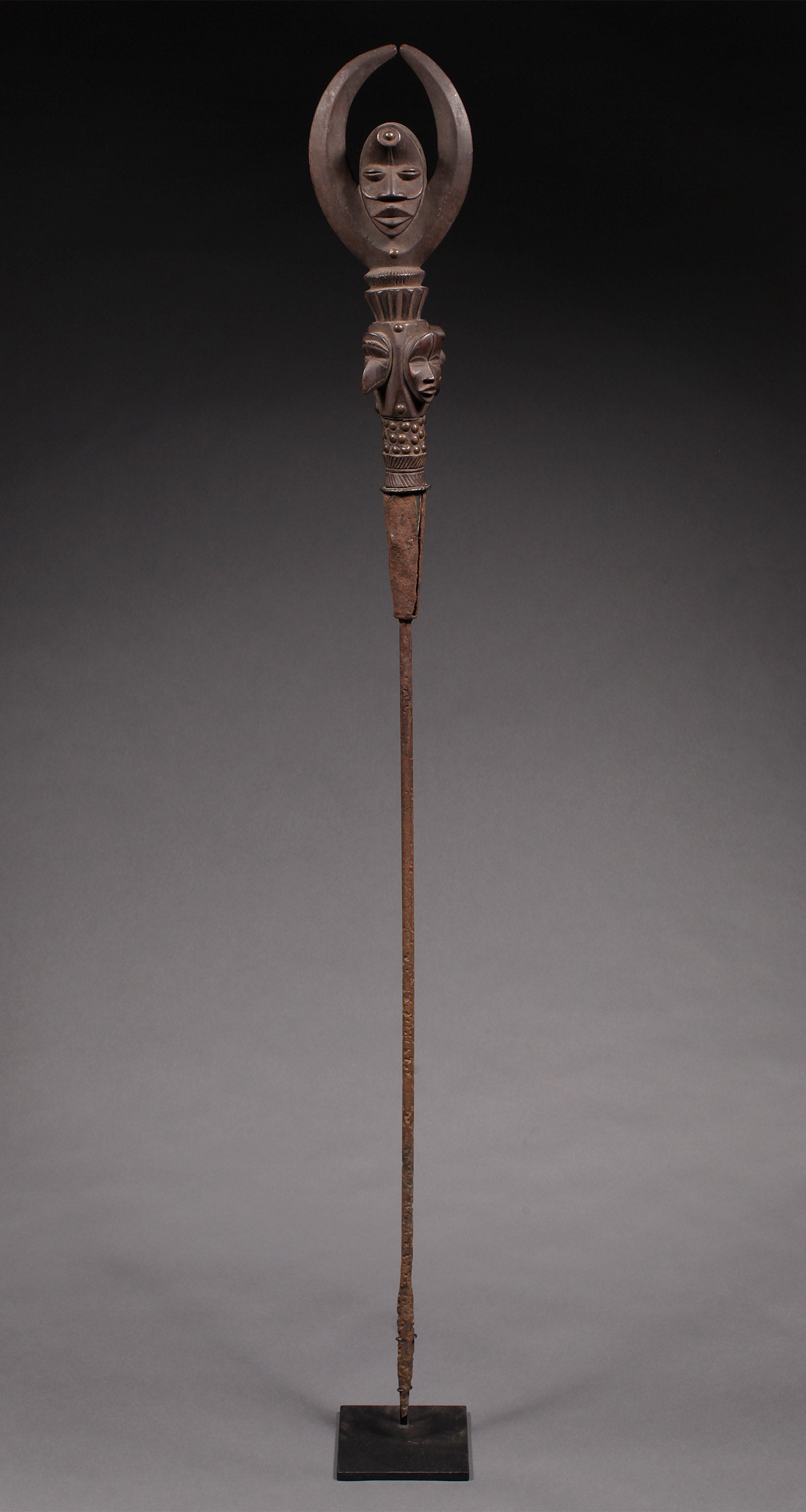 Tribal Objects; Artwork; Collection; Other African; Prestige Object Depicting Masks, Carved Wood, Iron, Dan Tribe, African Art