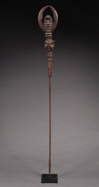 Tribal Objects; Artwork; Collection; Other African; Prestige Object Depicting Masks, Carved Wood, Iron, Dan Tribe, African Art