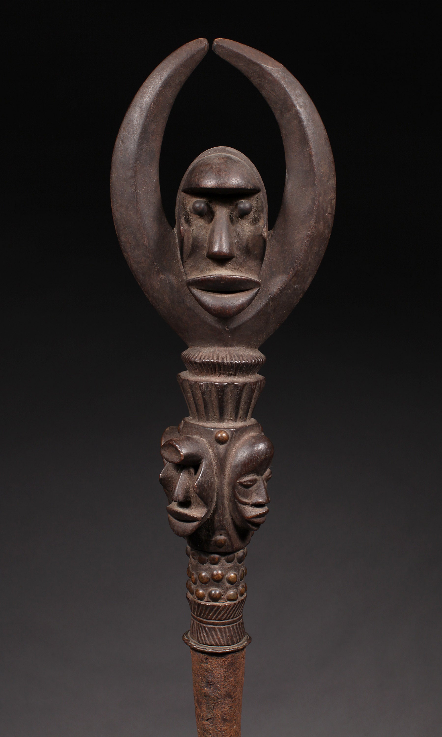 Tribal Objects; Artwork; Collection; Other African; Prestige Object Depicting Masks, Carved Wood, Iron, Dan Tribe, African Art