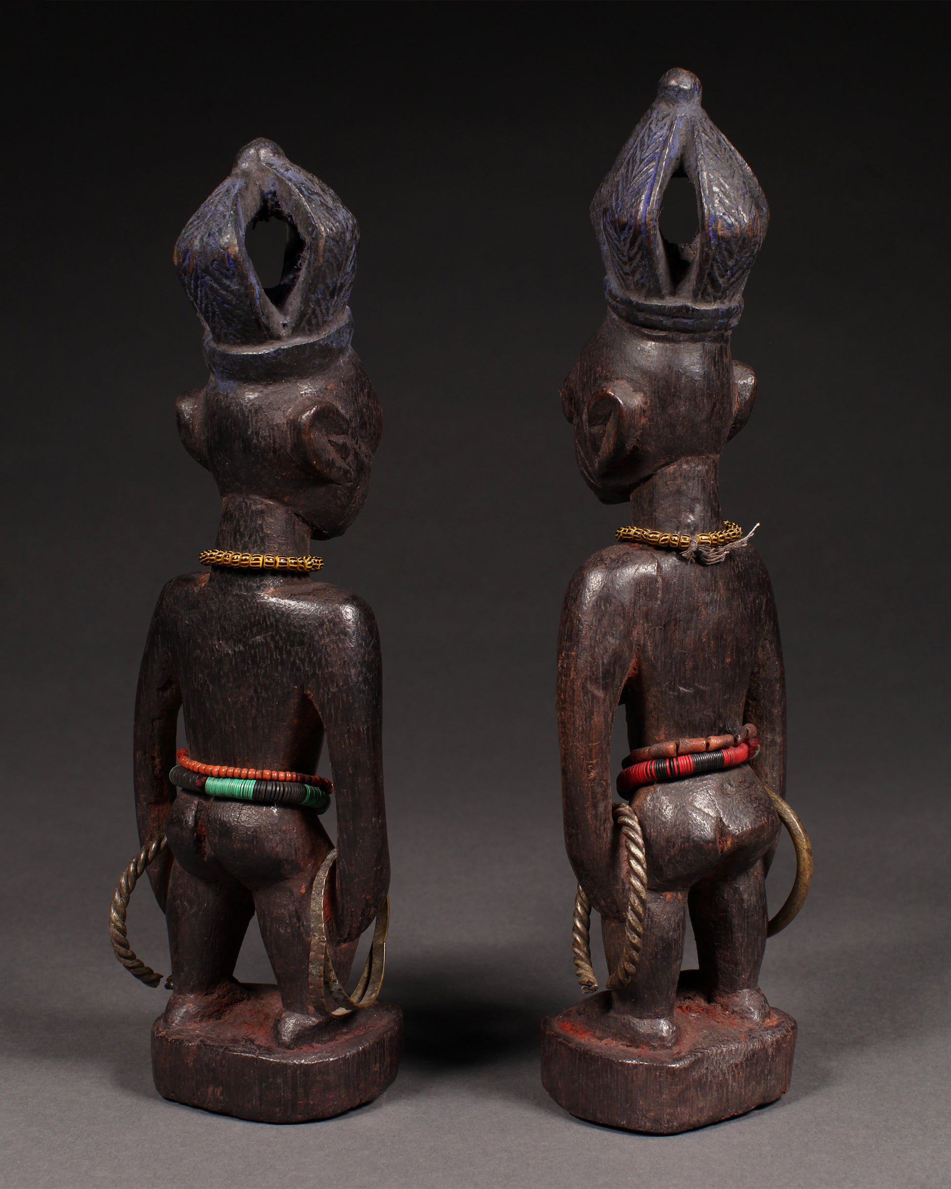 Tribal Sculptures and Statues;Traditional; Collection; Other African; African Ibeji Twin Figures,Yoruba Tribe, Nigeria, Carved Wood