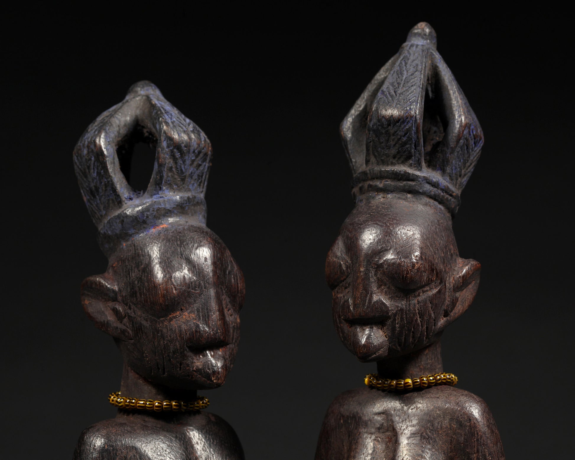 Tribal Sculptures and Statues;Traditional; Collection; Other African; African Ibeji Twin Figures,Yoruba Tribe, Nigeria, Carved Wood